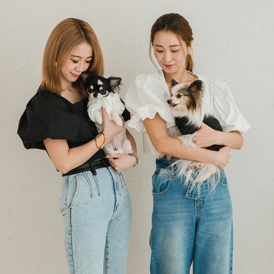 スクエアネックパフスリーブブラウス (セット)