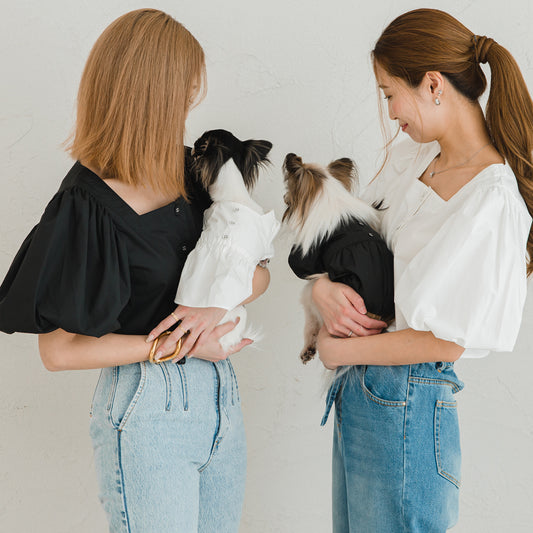 スクエアネックパフスリーブブラウス (セット)